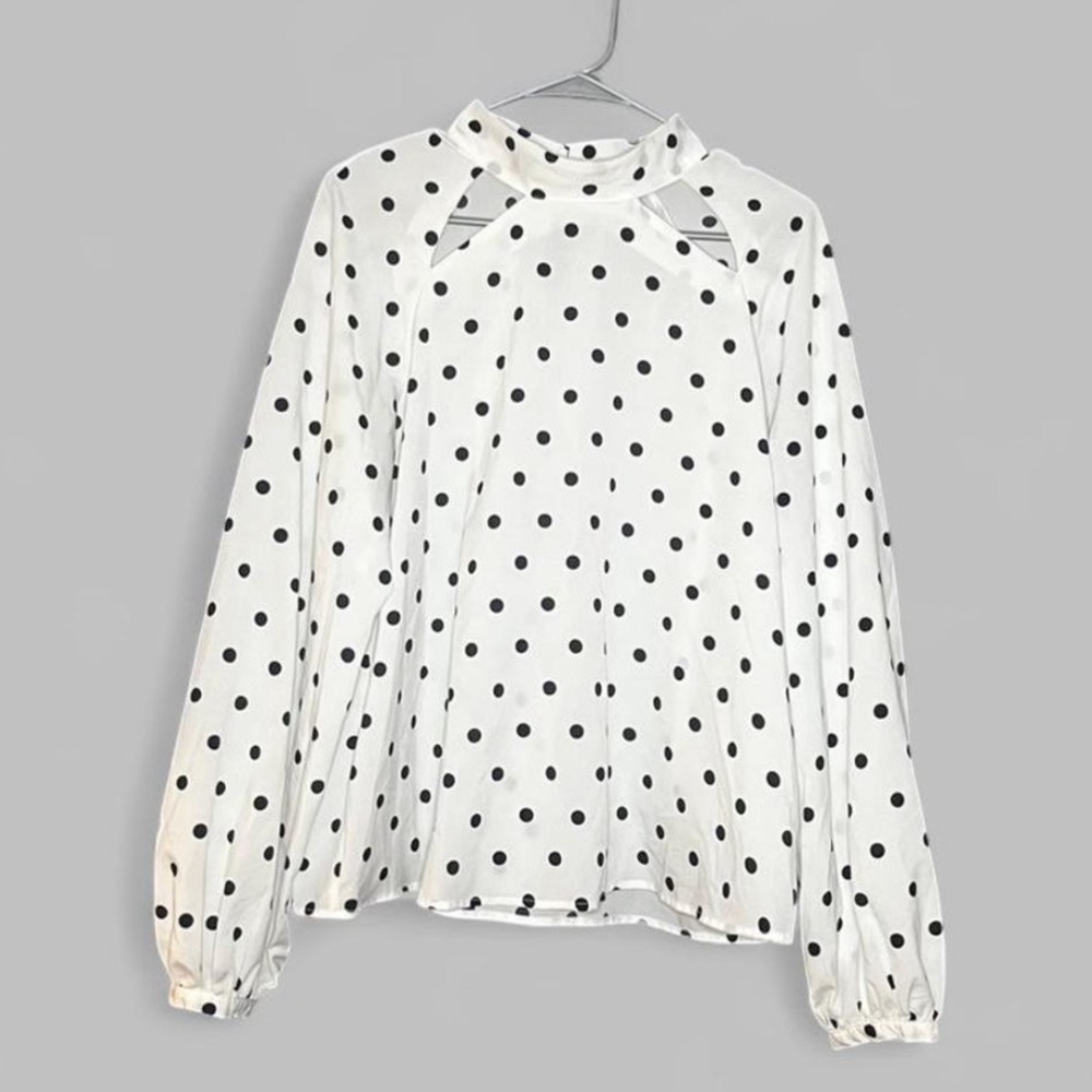 Polka Dot Women's Top - Black and White shear
